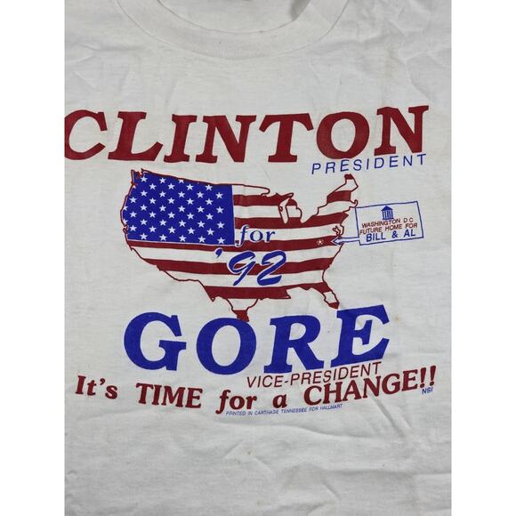 Vintage 90s Clinton Gore Election 1992 Political Single Stitch Shirt Size Large - Picture 2 of 6